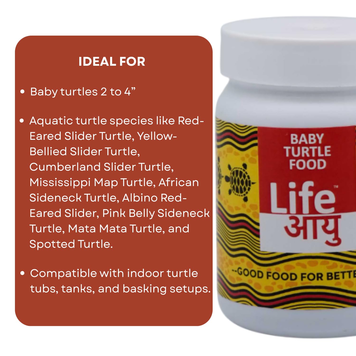 Life AAYU Baby Turtle Food | Ayurvedic Handmade Pellets for Shell Growth, Calcium & Vitality | for 2-inch to 4-inch Baby Turtles (70 GMS)