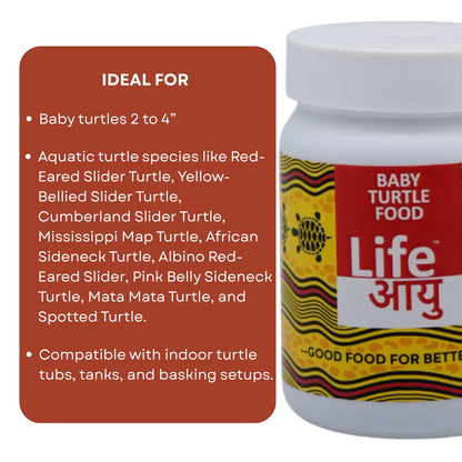 Life AAYU Baby Turtle Food | Ayurvedic Handmade Pellets for Shell Growth, Calcium & Vitality | for 2-inch to 4-inch Baby Turtles (70 GMS)