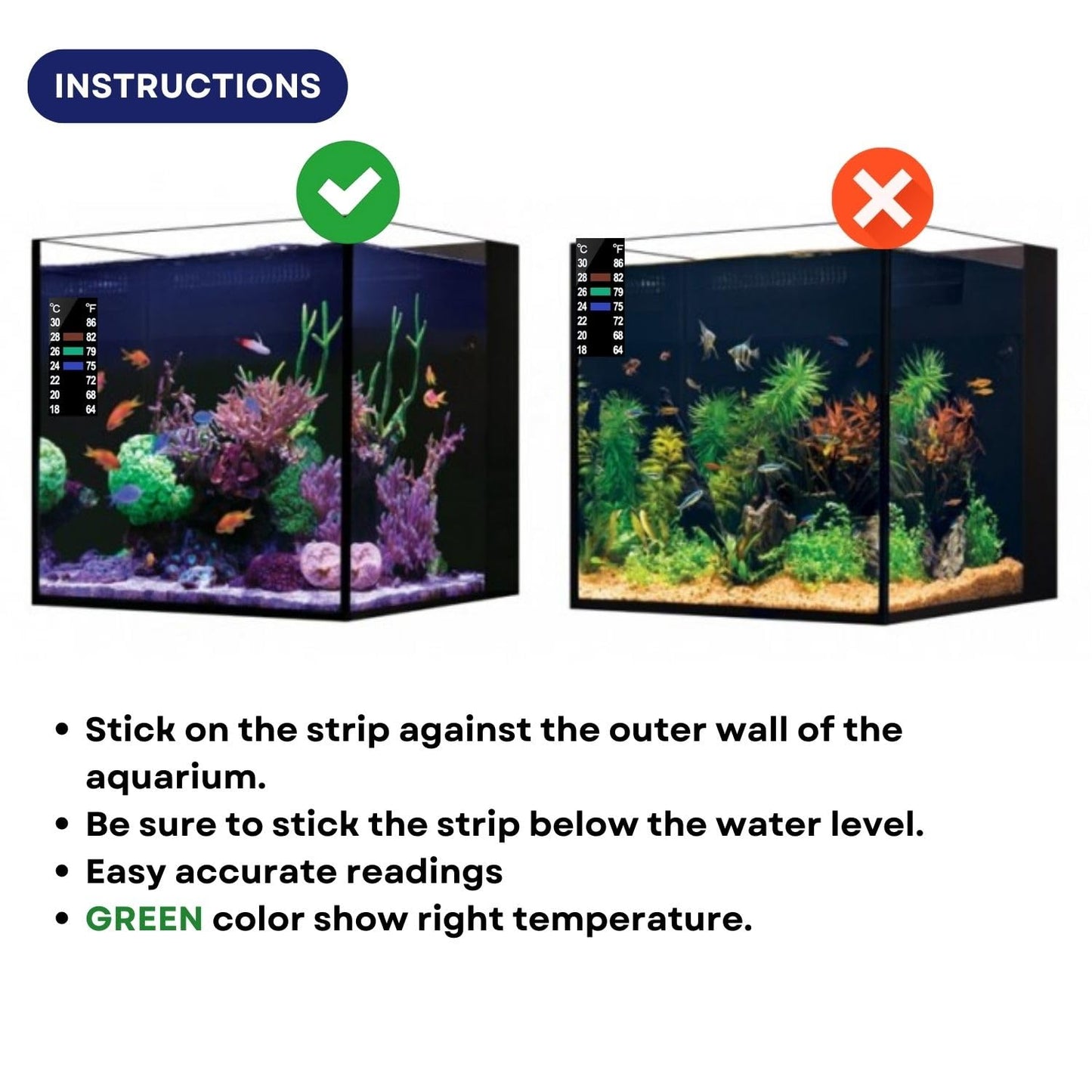 Dophin TH-007 Digital Thermometer for Aquarium Fish Tank | Self Adhesive Sticker | Easy Accurate Readings | (Original from Tunai Store) (TH-007)