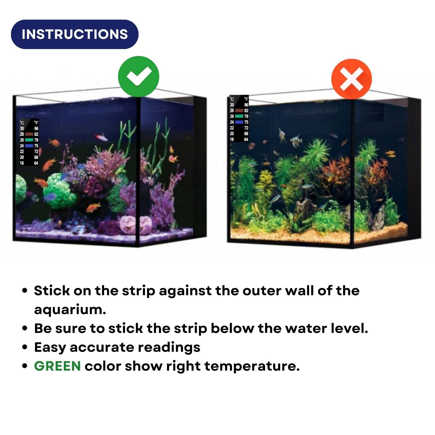Dophin TH-007 Digital Thermometer for Aquarium Fish Tank | Self Adhesive Sticker | Easy Accurate Readings | (Original from Tunai Store) (TH-007)