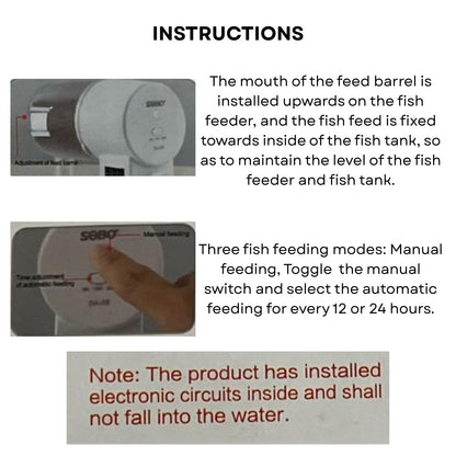 S0B0 DA-08 Timed Auto Feeder for Aquarium Fish Tank | Suitable for Food Flakes and Granules | Auto Feeding Every 9/12/24 Hours | Original from Tunai Store