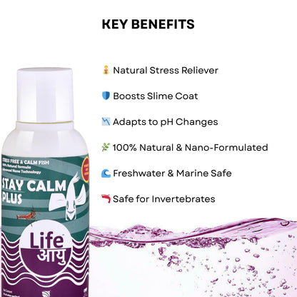 Life AAYU Stay Calm Plus Fish Food Supplement | Suitable for All Freshwater and Marine Fish | Improves Resistance to Infection | (50 ml)