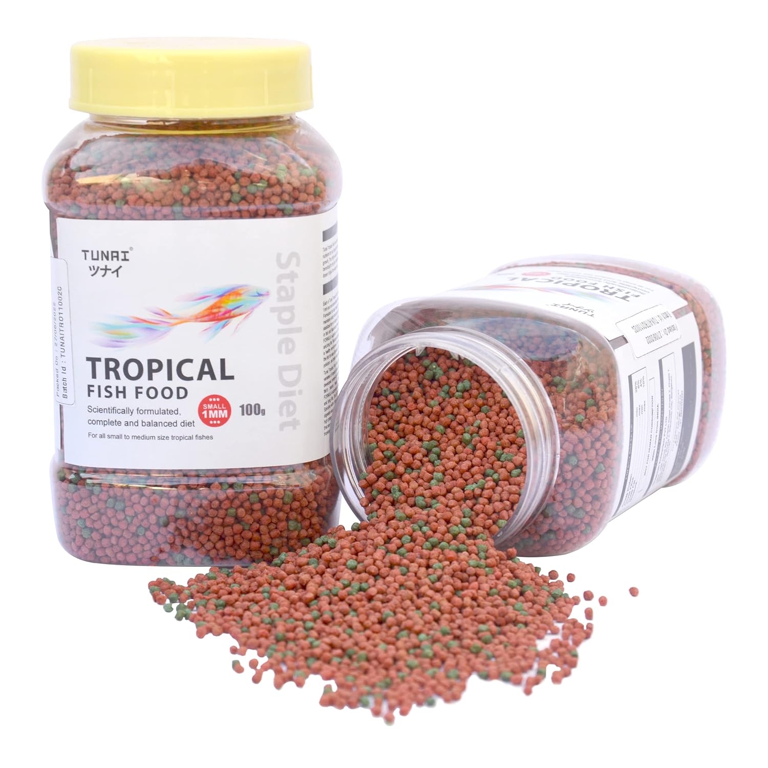 TUNAI Fish Food | 100g | with 26% Protein, 1.2 MM Pellets Aquarium Fish Food for All Adult Aged Small & Medium Tropical Fishes