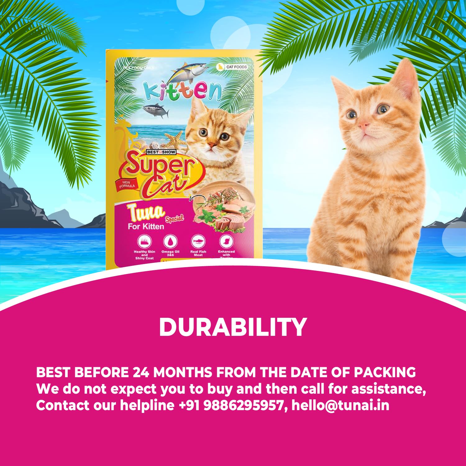TUNAI SUPERCAT Tuna Special Wet Gravy Daily Diet Food for Kittens (Pack of 12X80g) with The Goodness of Protein & Fat Rich Tuna and Taurine, Supports Healthy Skin Coat and Boost Instant Energy