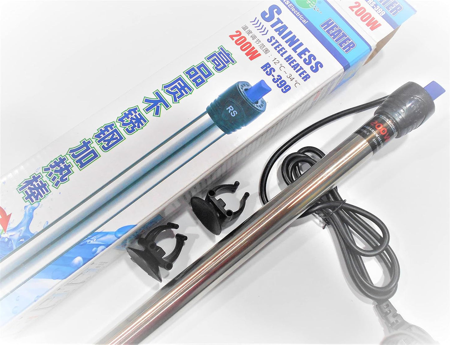 Rs Electrical Aquarium Steel Heater(200 Watt)With Auto On/Off Thermostat 3 To 4 Ft Tank Imported Submersible Aquarium Immersion High Stainless Steel Heater