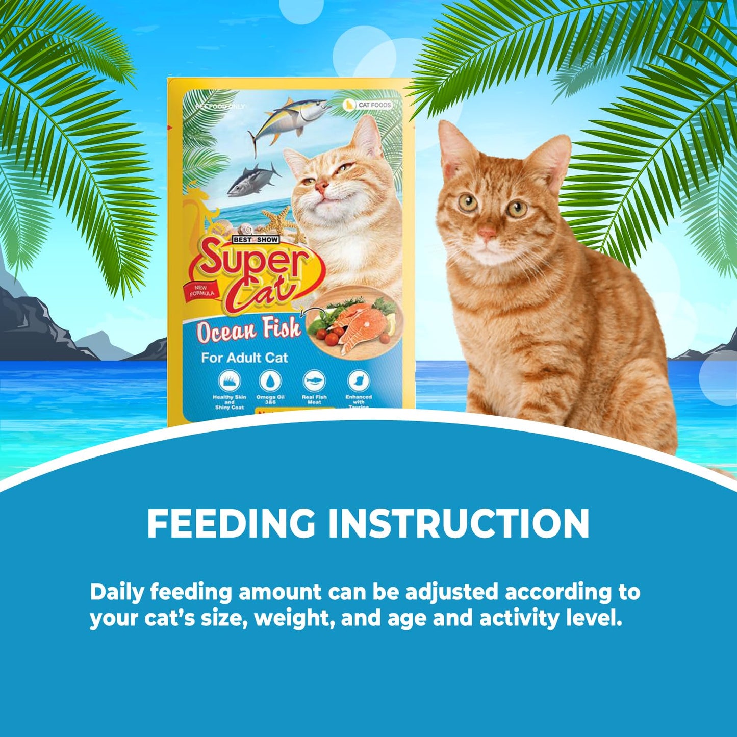 TUNAI SUPERCAT Ocean Fish Wet Gravy Daily Diet Food for Adult CAT (Pack of 12X80g) with The Goodness of Protein & Fat Rich Tuna and Taurine, Supports Healthy Skin Coat and Boost Instant Energy