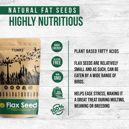 TUNAI Flax Seeds Bird Feed |450G|Essential Bird Food For Canaries, Finches, Budgies, Parakeets, Parrotlets, Conures, Eclectus, Senegals, Cockatiels,& Parrots, All Life Stages