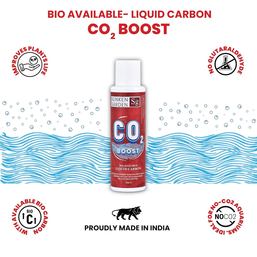 Sunken Garden CO2 Booster 100ml Liquid CO2 Boost | Plant-Safe Liquid Carbon Supplement | Enhances Growth, Color & Nutrient Absorption | No Nitrates or Phosphates