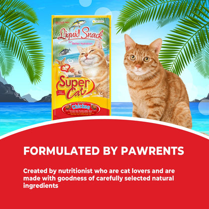 TUNAI SUPERCAT Summer Special Creamy Cat Treat | Liquid Snack for Cats | Wet Cat Treat & Puree Cat Food | Chicken Special | Pack of 3 (Each Pack Contains 4 Sachets, 4x20g)