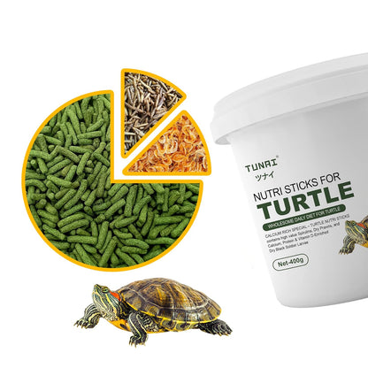 Tunai 3in1 Adult Turtle Food Nutri Sticks Food |400g| with Spirulina, Whole Shrimp and BSFL Worms