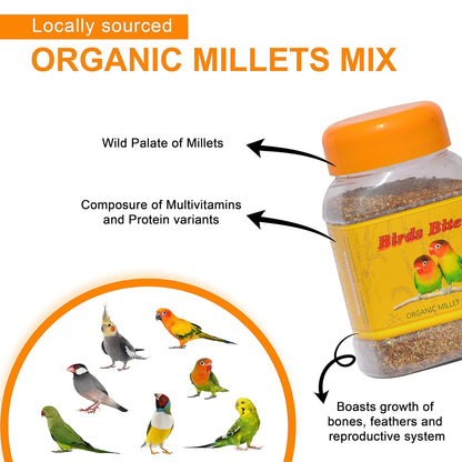 TUNAI SF+ Organic Millet Mix |600 G| Bird Food for Love Birds, Cockatiels, Finches, Conures, Parrots, Macaws, Senegals,All Life Stages