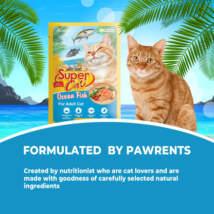 TUNAI SUPERCAT Ocean Fish Wet Gravy Daily Diet Food for Adult CAT (Pack of 12X80g) with The Goodness of Protein & Fat Rich Tuna and Taurine, Supports Healthy Skin Coat and Boost Instant Energy