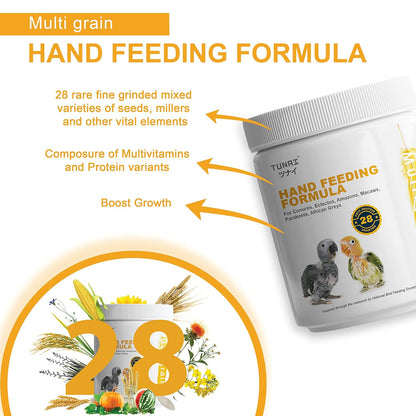TUNAI Multi Grain Hand Feeding Formula for All Baby Birds Comes with Feeding Syringe, 900G - Powder