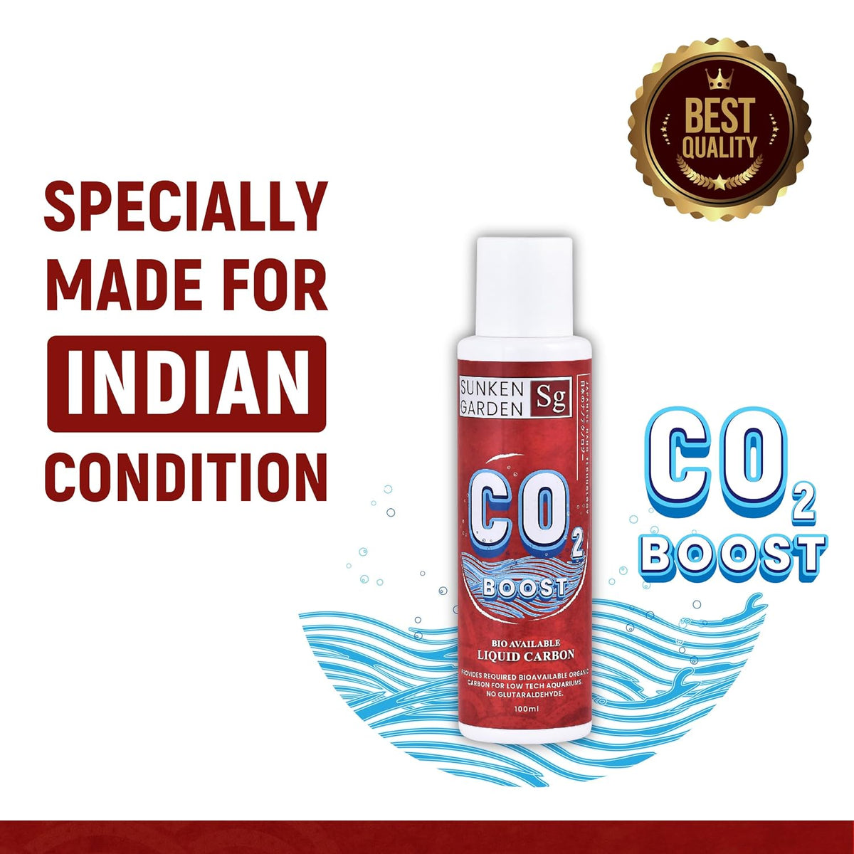 Sunken Garden CO2 Booster 100ml Liquid CO2 Boost | Plant-Safe Liquid Carbon Supplement | Enhances Growth, Color & Nutrient Absorption | No Nitrates or Phosphates