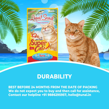 TUNAI SUPERCAT Summer Special Creamy Cat Treat | Liquid Snack for Cats | Wet Cat Treat & Puree Cat Food | Tuna Special | Pack of 3 (Each Pack Contains 4 Sachets, 4x20g)