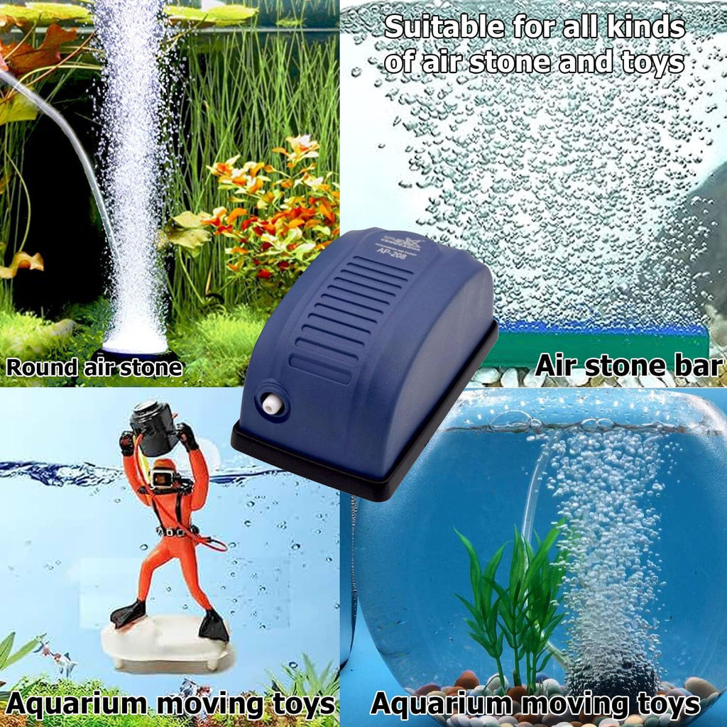Venus Aqua AP-208 Aquarium Air Pump | Single Nozzle Oxygen Pump | Low Noise 2-Speed Adjustable Aerator | 2.5W Power, 3.5L/Min Air Flow for Freshwater & Marine Fish Tanks