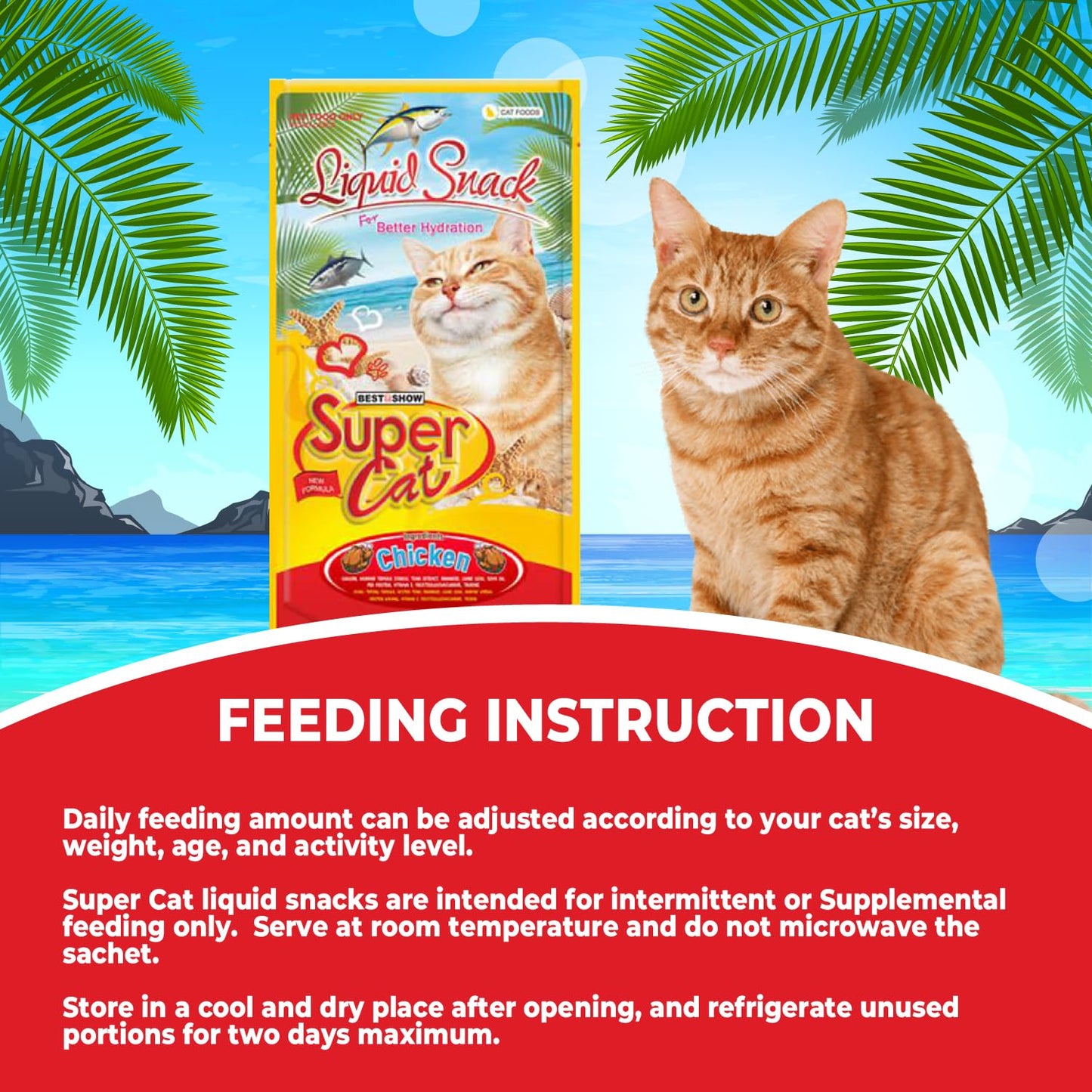 TUNAI SUPERCAT Summer Special Creamy Cat Treat | Liquid Snack for Cats | Wet Cat Treat & Puree Cat Food | Chicken Special | Pack of 3 (Each Pack Contains 4 Sachets, 4x20g)