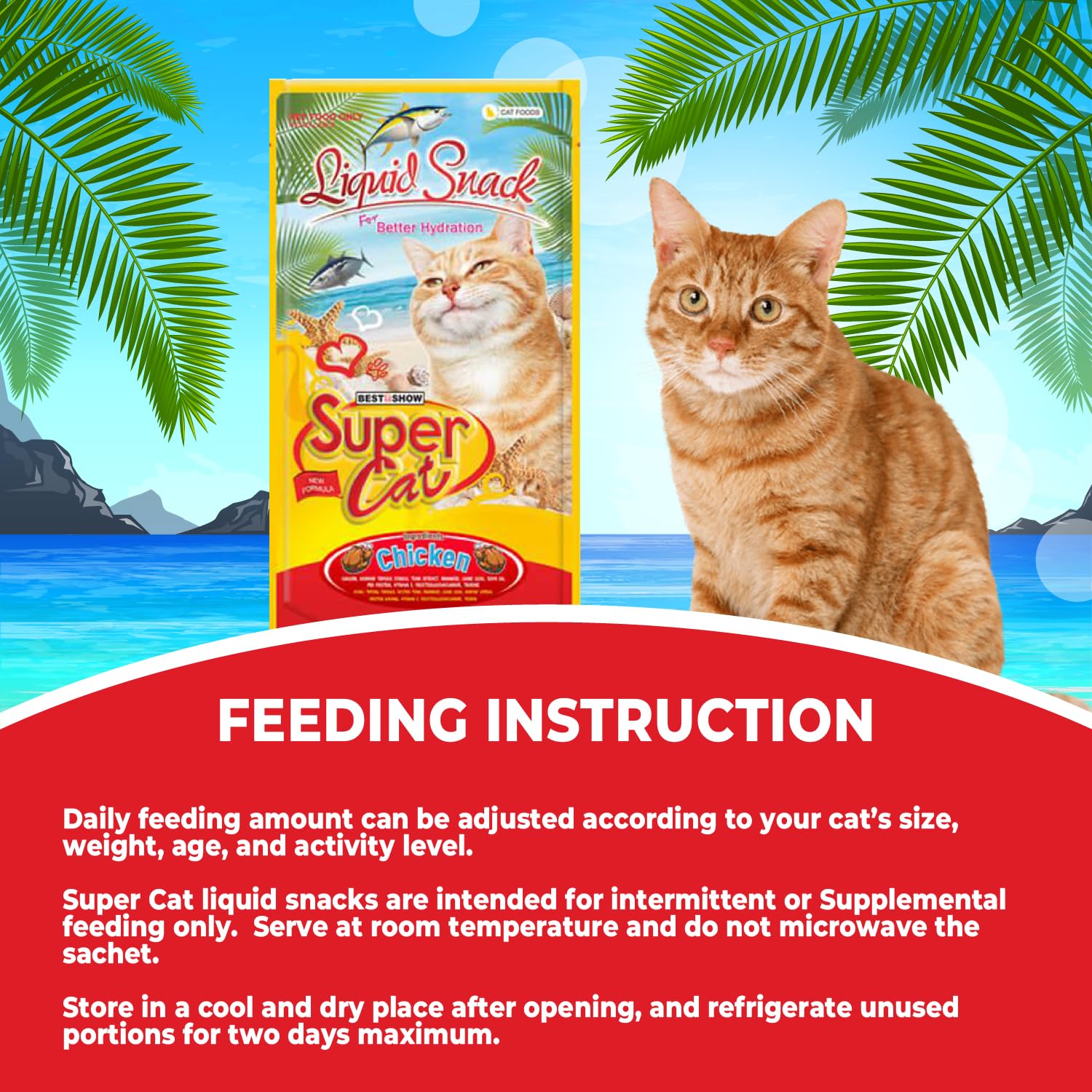 TUNAI SUPERCAT Summer Special Creamy Cat Treat | Liquid Snack for Cats | Wet Cat Treat & Puree Cat Food | Chicken Special | Pack of 3 (Each Pack Contains 4 Sachets, 4x20g)
