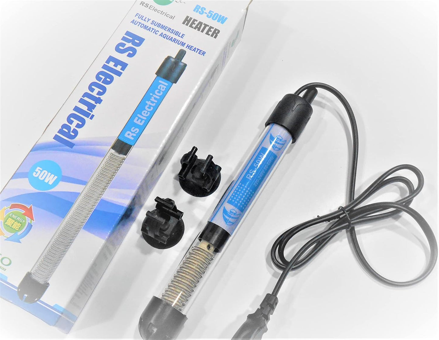 RS Electrical Fully Automatic 50 Watts High Glass Aquarium Heater with Standby Light Indicator and auto on/Off Facility Imported