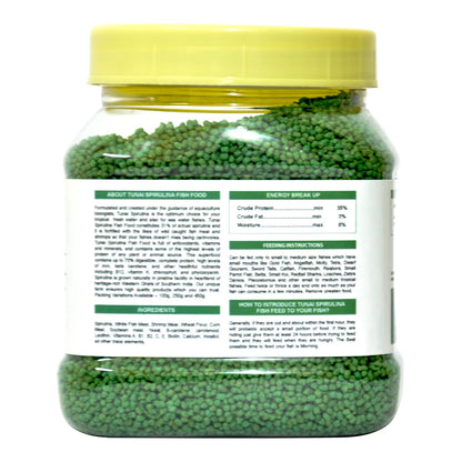 TUNAI 31% Spirulina Optimum Choice Fish Food |250G| Fish Feed for All Medium & Adult Tropical Fish |1Mm Pellets|, Better Color & Growth, 1 Count