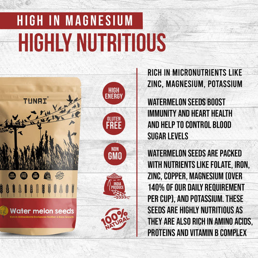 Tunai Water Melon Seeds Bird Food |450g|Bird Feed for Caique Parrots, Cockateils, Small Conures, Quaker Parrot, Amazons, Cockatoos, Macaws, Grey Parrot