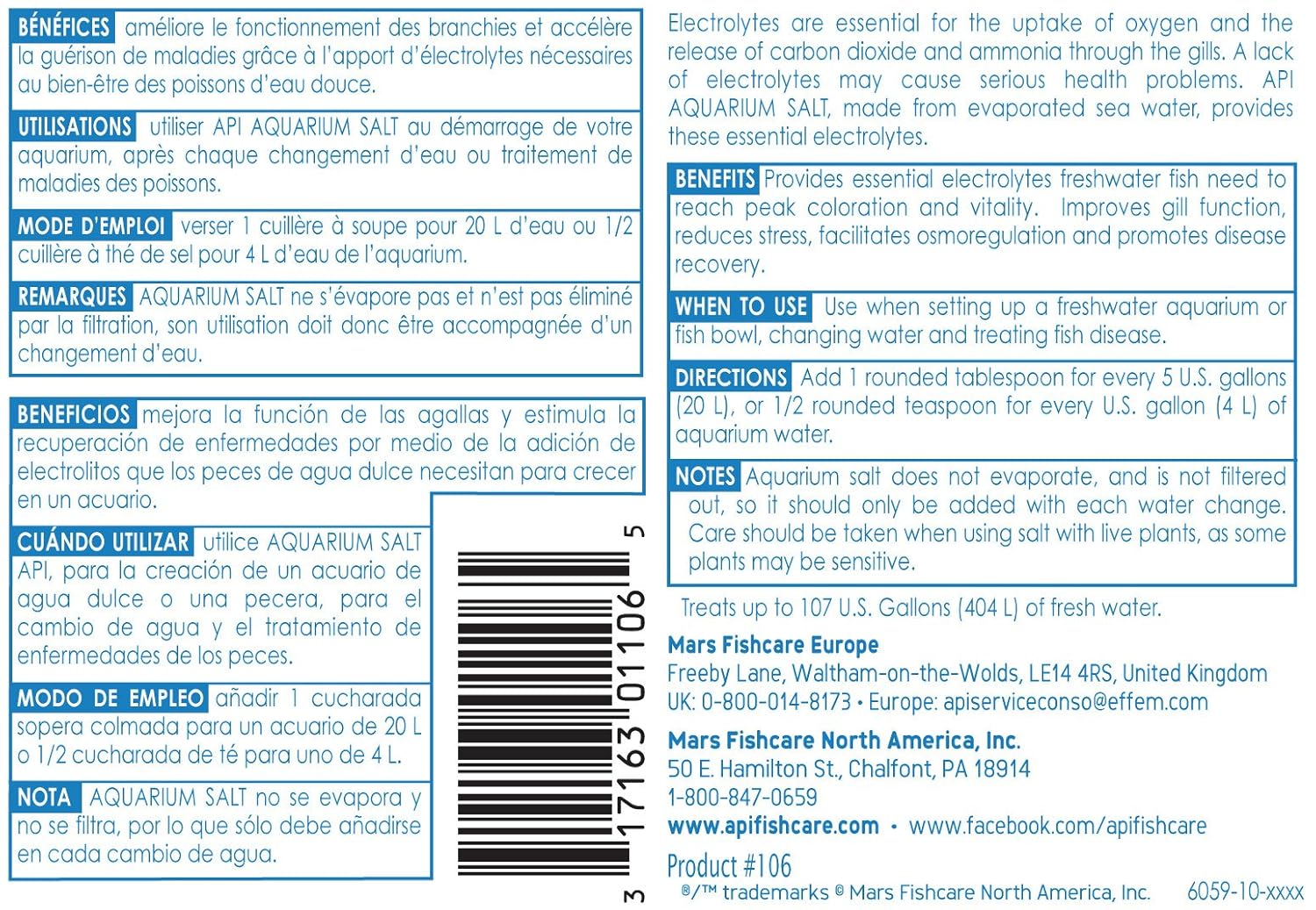 API Aquarium Salt, 454 g