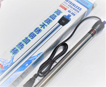 SURBHI Rs Electrical Aquarium Steel Heater(500 Watt)With Auto On/Off Thermostat 6 To 8 Ft Tank Imported Submersible Aquarium Immersion High Stainless Steel Heater