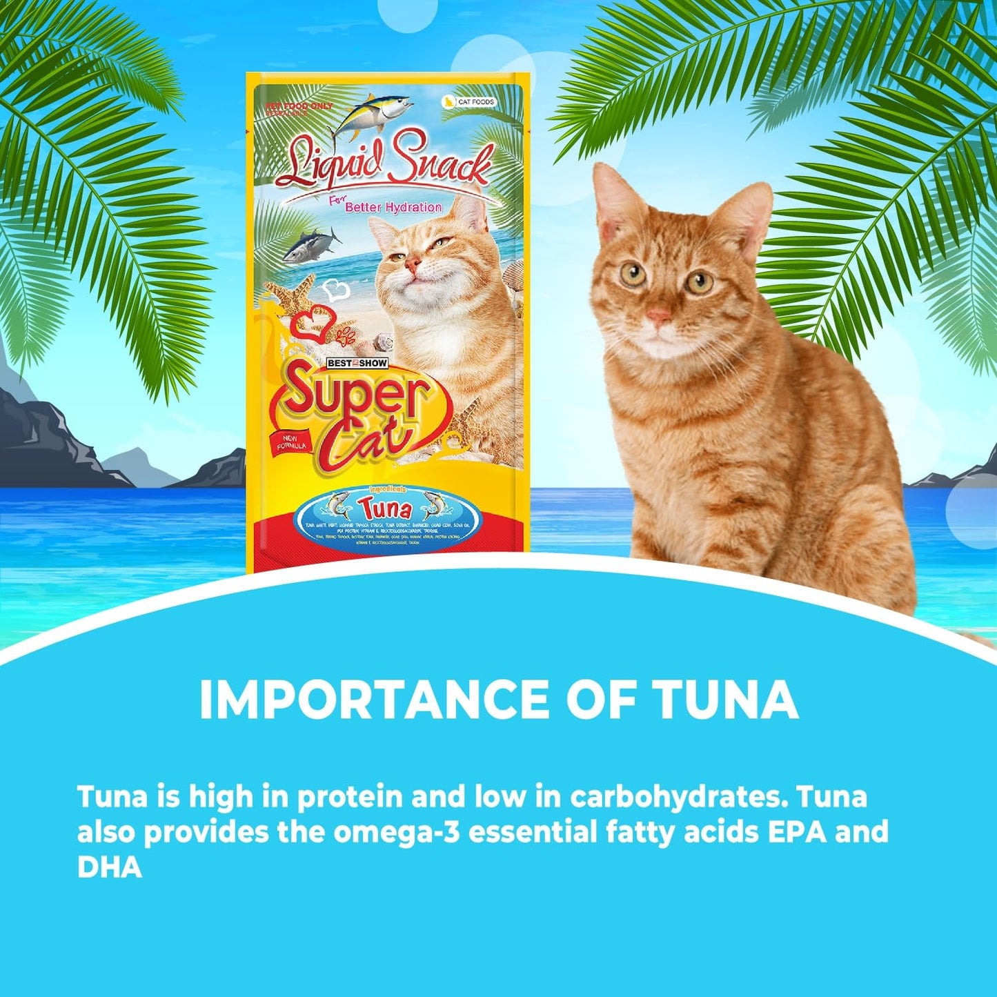 TUNAI SUPERCAT Summer Special Creamy Cat Treat | Liquid Snack for Cats | Wet Cat Treat & Puree Cat Food | Tuna Special | Pack of 3 (Each Pack Contains 4 Sachets, 4x20g)