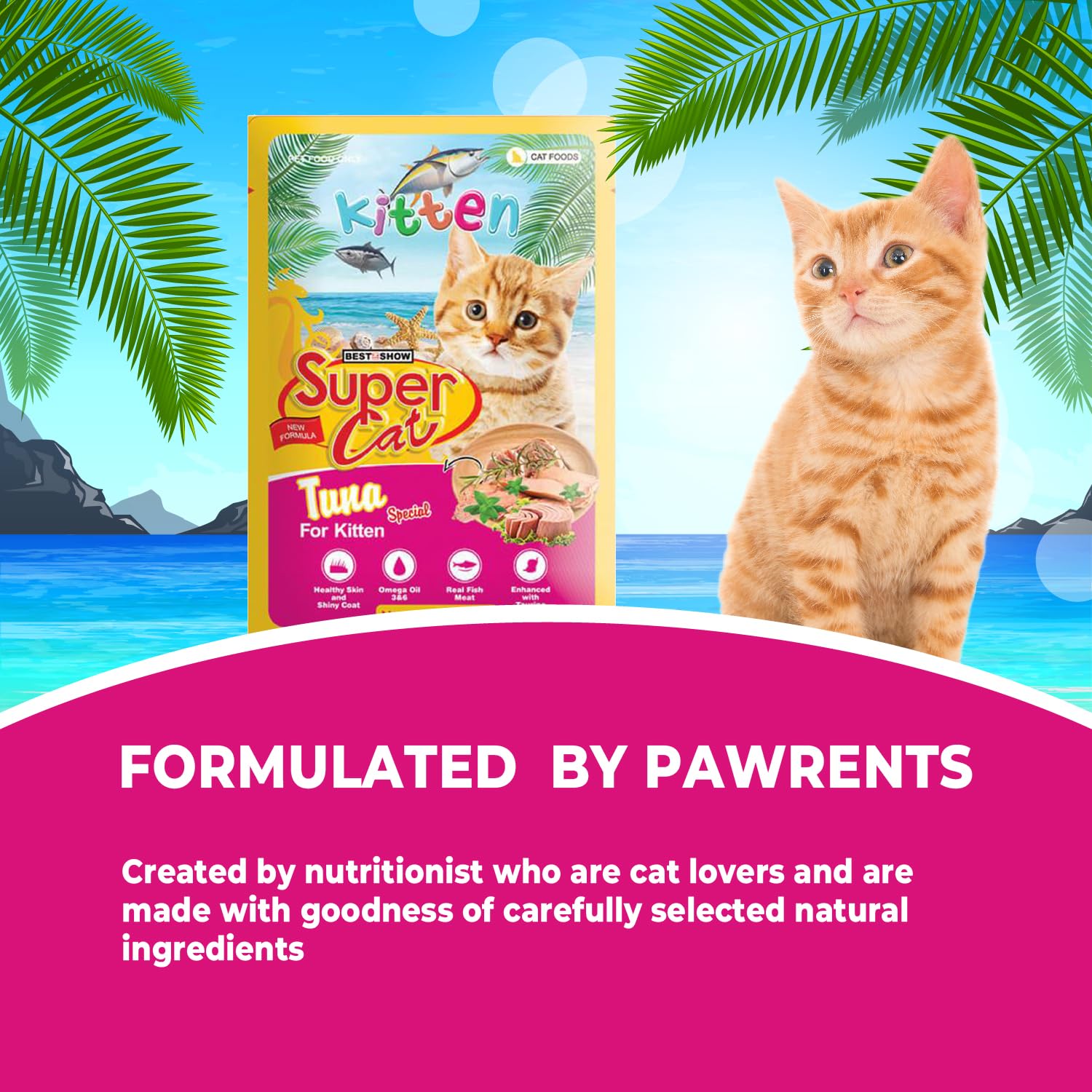 TUNAI SUPERCAT Tuna Special Wet Gravy Daily Diet Food for Kittens (Pack of 12X80g) with The Goodness of Protein & Fat Rich Tuna and Taurine, Supports Healthy Skin Coat and Boost Instant Energy