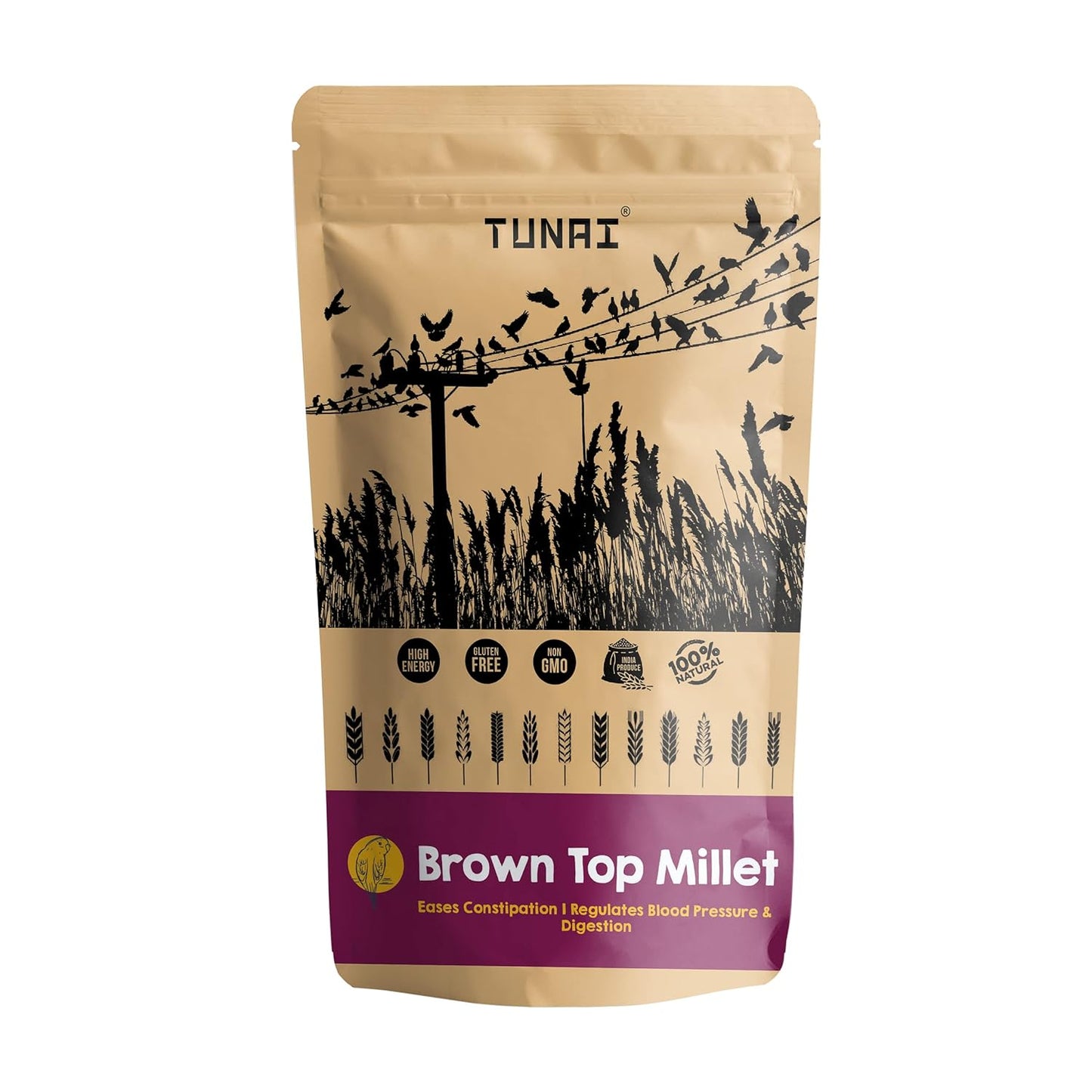 Tunai Brown Top Millets Bird Feed | 450g | Perfect Energy Booster Bird Food for Canaries, Finches, Budgies, Conures, Cockatiels, Small Conures, Quaker Parrots & Others