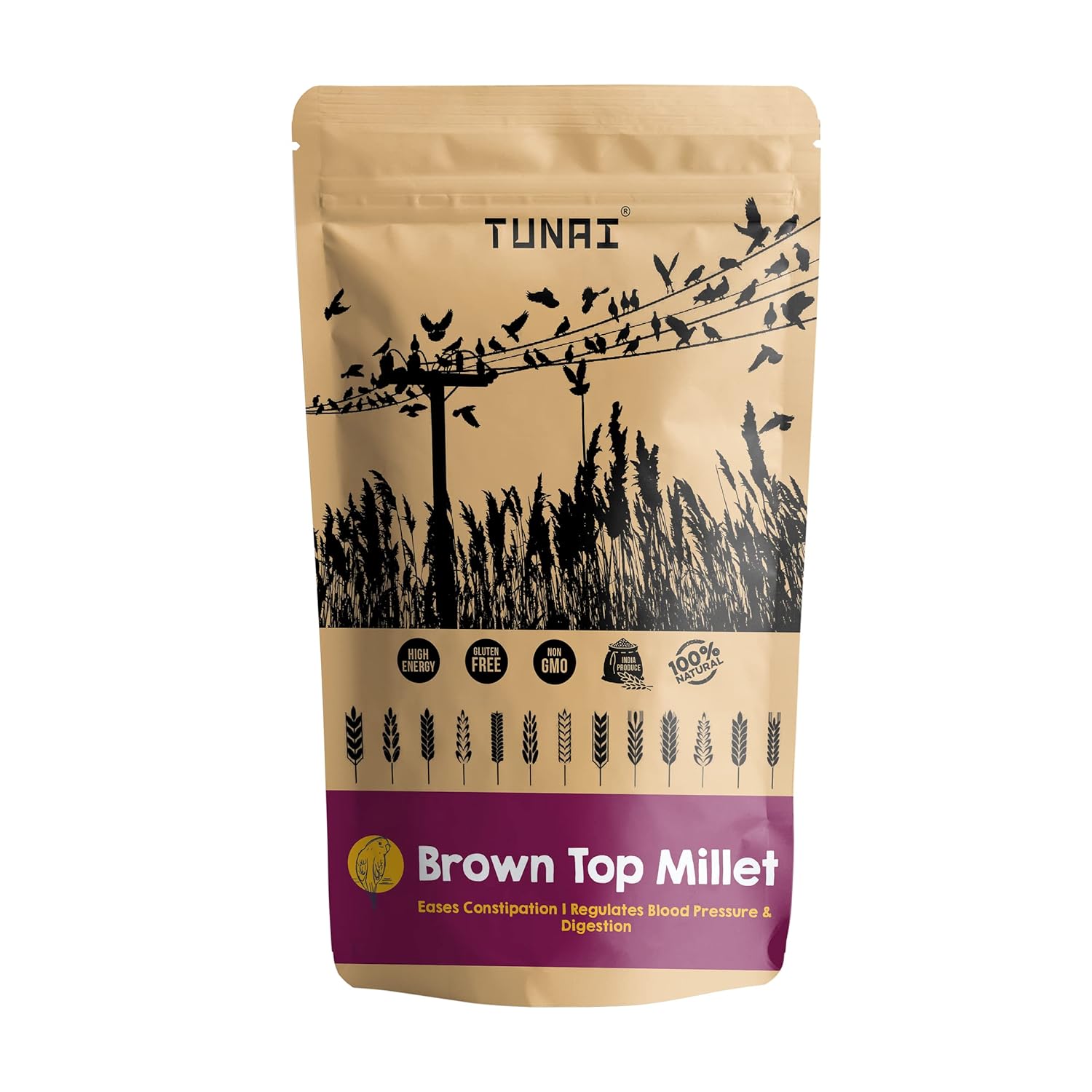 Tunai Brown Top Millets Bird Feed | 450g | Perfect Energy Booster Bird Food for Canaries, Finches, Budgies, Conures, Cockatiels, Small Conures, Quaker Parrots & Others