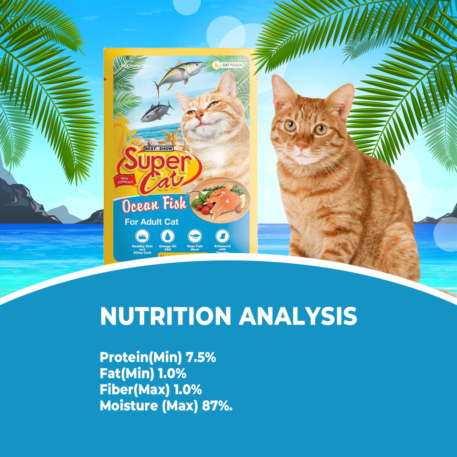TUNAI SUPERCAT Ocean Fish Wet Gravy Daily Diet Food for Adult CAT (Pack of 12X80g) with The Goodness of Protein & Fat Rich Tuna and Taurine, Supports Healthy Skin Coat and Boost Instant Energy