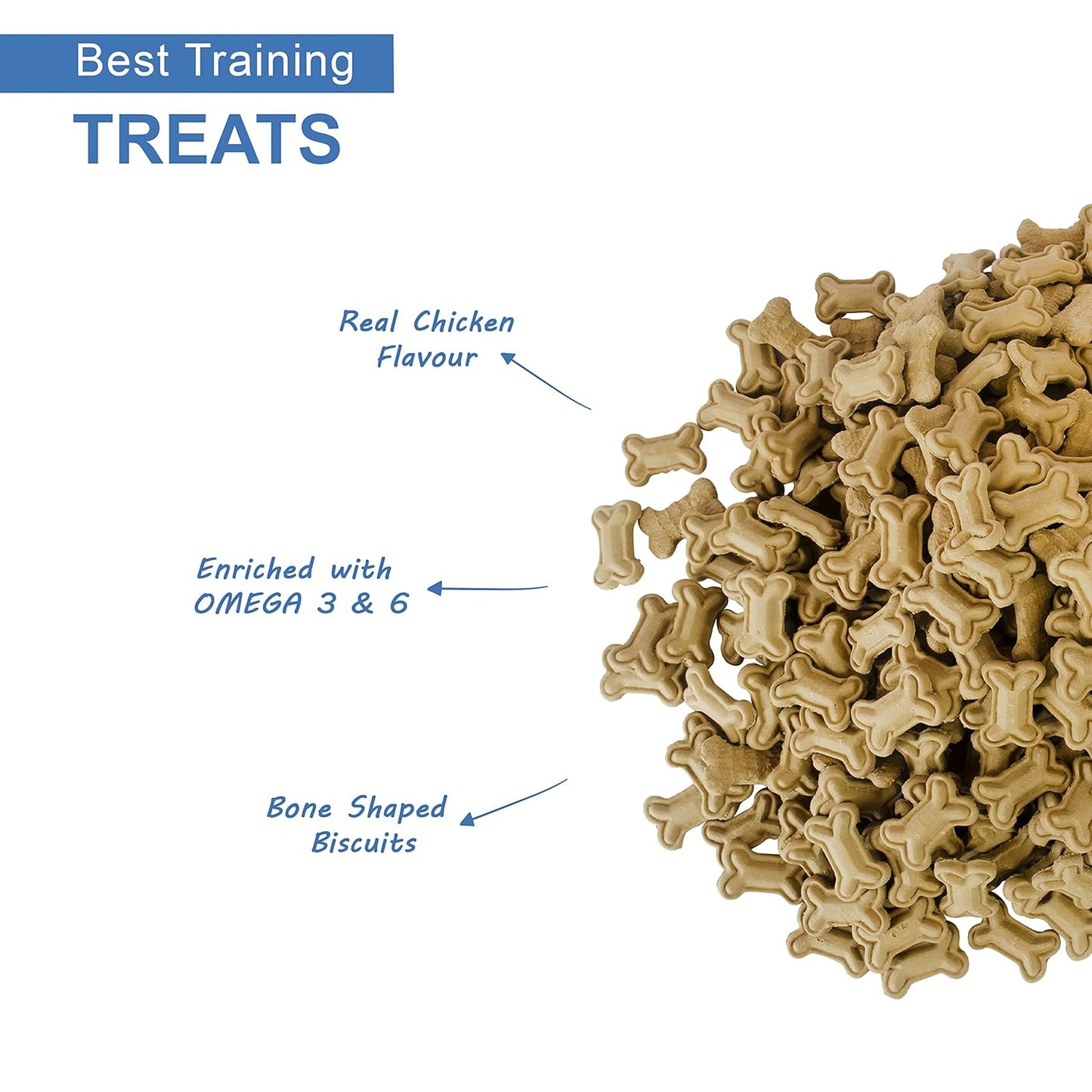 Tunai Super Saver Dog Biscuits | Dog Treats | Dog Food | 1kg Real Chicken Meat Flavoured Bone Shaped Biscuits for Adult Dogs Best Training Treats