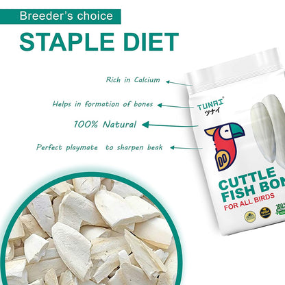 Tunai Cuttle Fish Bones | 250g | for Budgies, Love Birds, Conures, Macaws Natural Calcium Booster for All Caged Birds