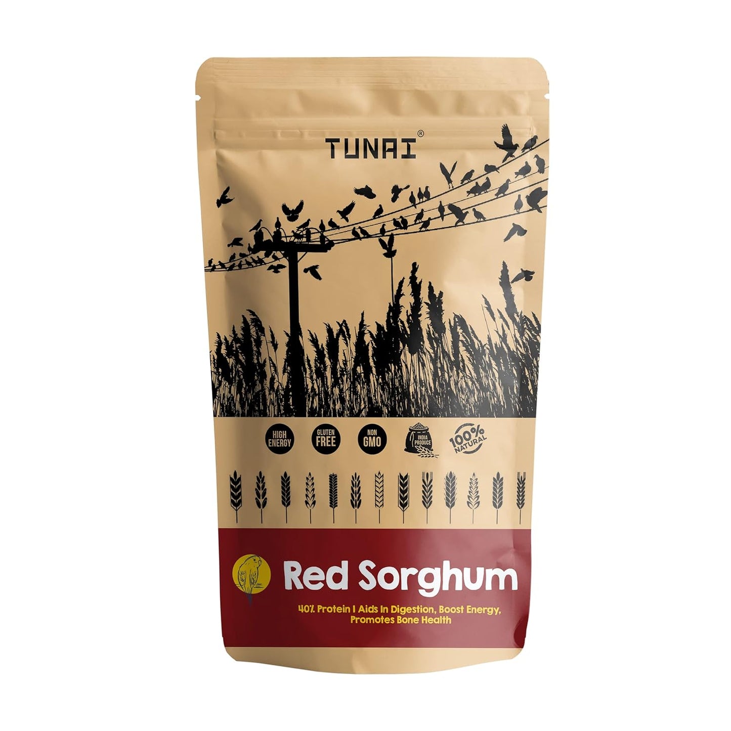 Tunai Red Sorghum Millets Bird Feed | 450g | Bird Food for Canaries, Finches, Budgies, Parakeets, Parrotlets, Conures, Eclectus, Senegals, Cockateils, & Parrots
