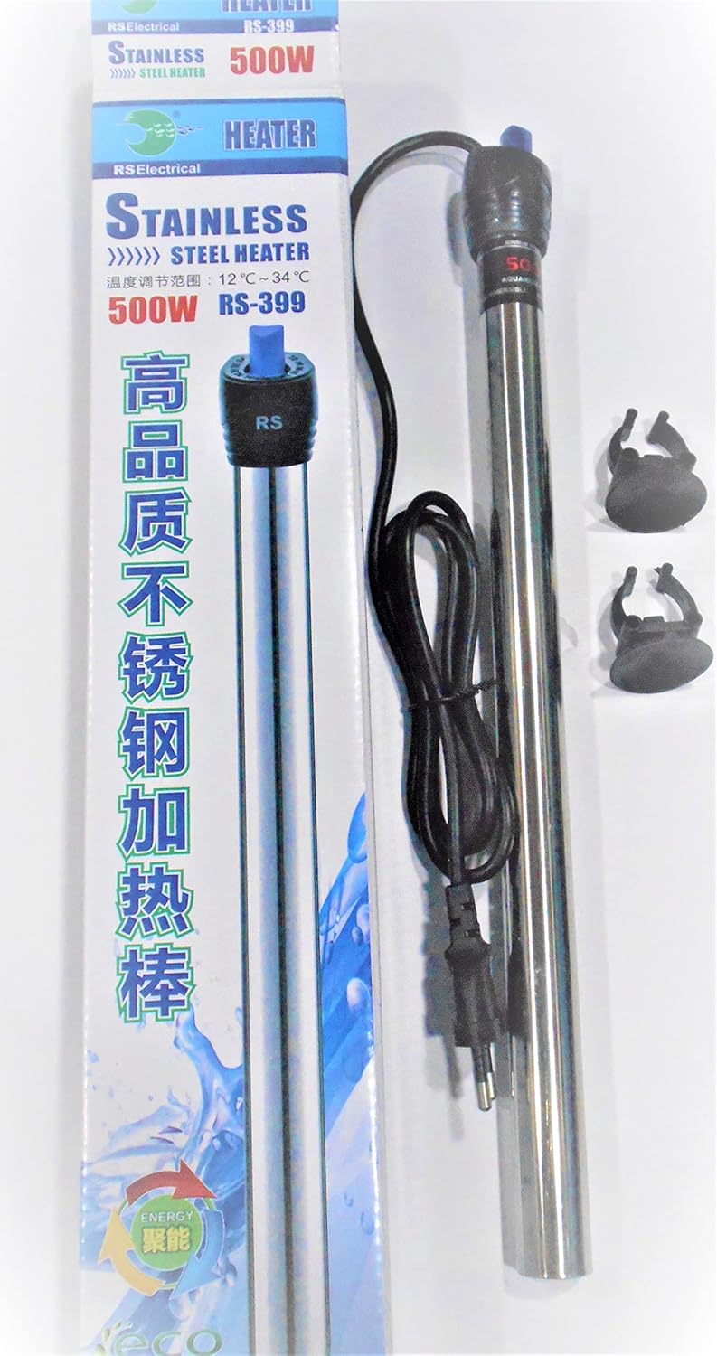 SURBHI Rs Electrical Aquarium Steel Heater(500 Watt)With Auto On/Off Thermostat 6 To 8 Ft Tank Imported Submersible Aquarium Immersion High Stainless Steel Heater