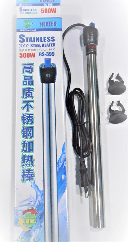 SURBHI Rs Electrical Aquarium Steel Heater(500 Watt)With Auto On/Off Thermostat 6 To 8 Ft Tank Imported Submersible Aquarium Immersion High Stainless Steel Heater
