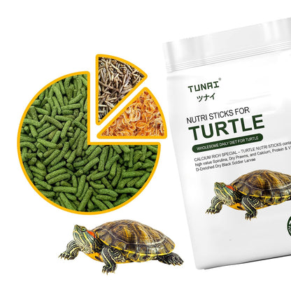 TUNAI 3In1 Adult Turtle Food & Tortoise Food Spirulina Added for Better Shell Health|100G| Contains Nutritious Pellets, Whole Shrimp and Bsfl Insect Larvae, 1 Count