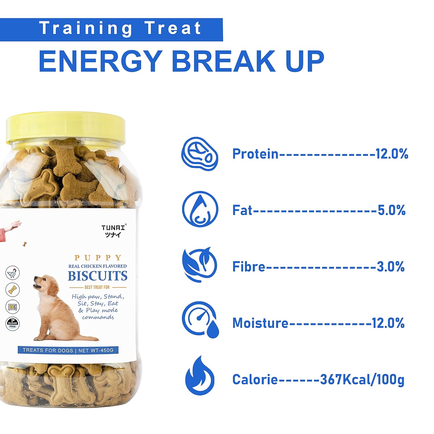 Tunai Crunchy Soft Real Chicken Puppy Dog Biscuits |450g| Best Treat for Training