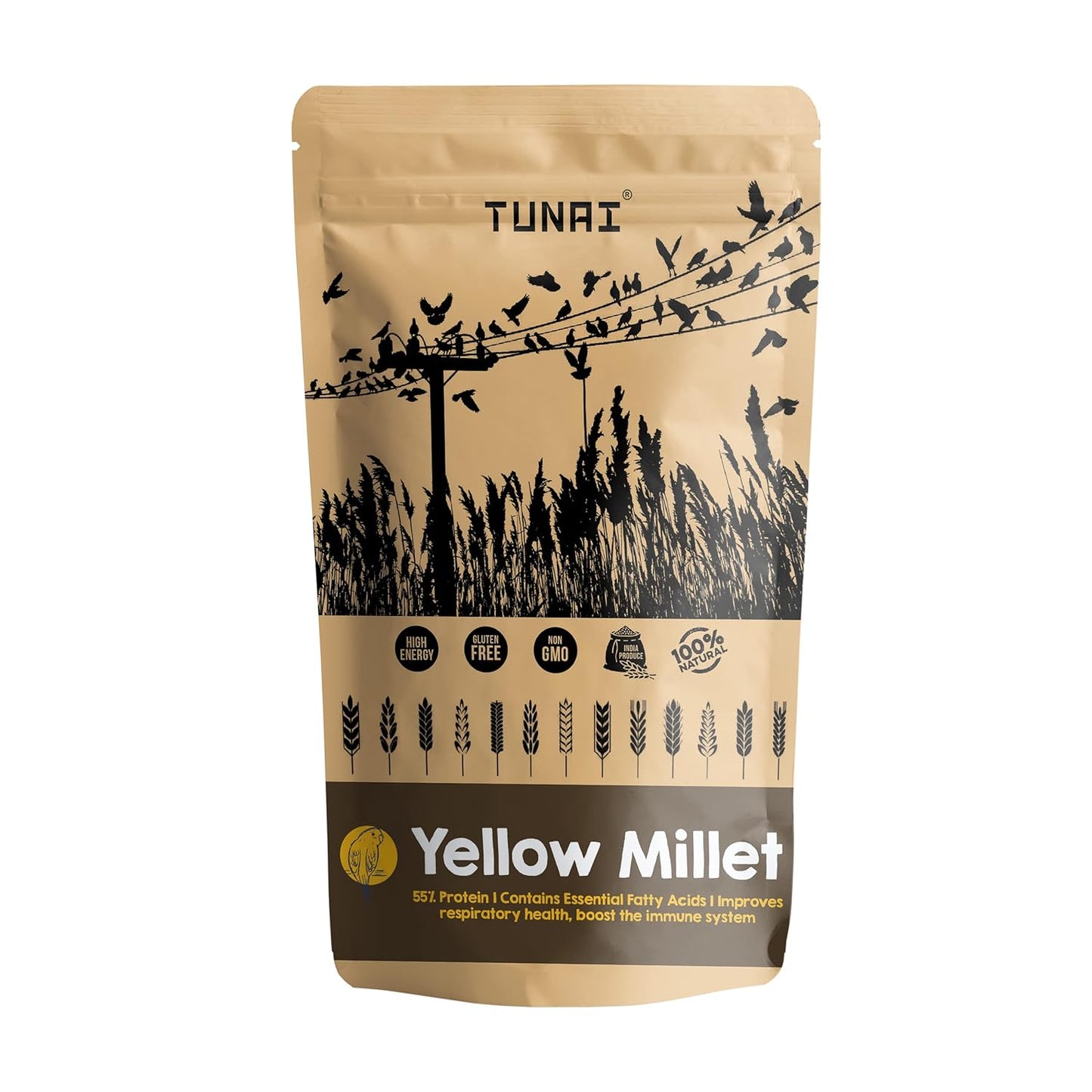 TUNAI Yellow Millets Bird Feed |450G|Essential Bird Food For Canaries, Finches, Budgies, Parakeets, Parrotlets, Conures, Eclectus, Senegals, Parrots, & Cockatiels, For All Life Stages
