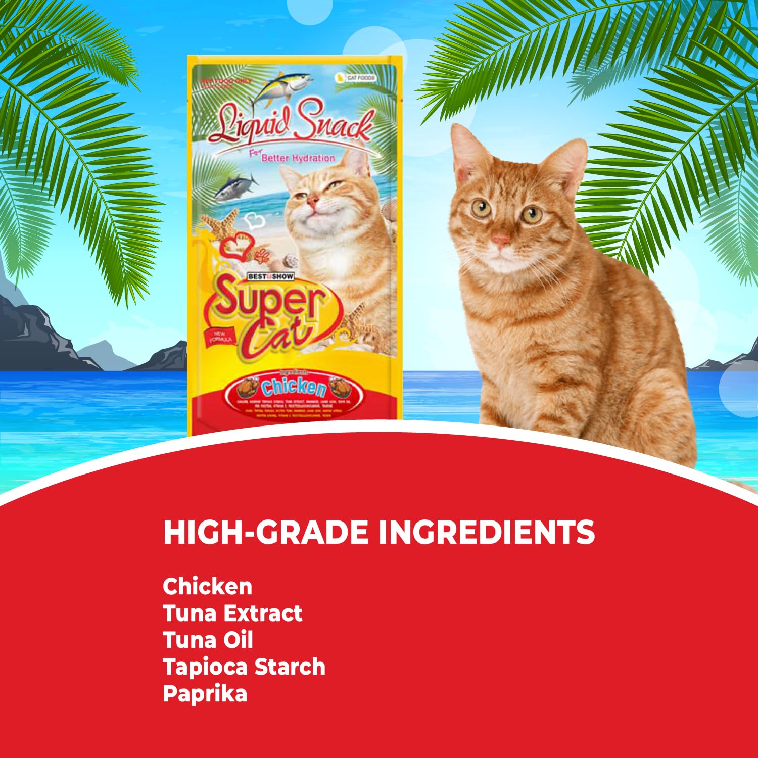TUNAI SUPERCAT Summer Special Creamy Cat Treat | Liquid Snack for Cats | Wet Cat Treat & Puree Cat Food | Chicken Special | Pack of 3 (Each Pack Contains 4 Sachets, 4x20g)