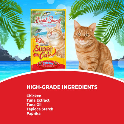 TUNAI SUPERCAT Summer Special Creamy Cat Treat | Liquid Snack for Cats | Wet Cat Treat & Puree Cat Food | Chicken Special | Pack of 3 (Each Pack Contains 4 Sachets, 4x20g)