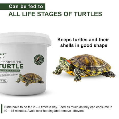 Tunai 3in1 Adult Turtle Food Nutri Sticks Food |400g| with Spirulina, Whole Shrimp and BSFL Worms