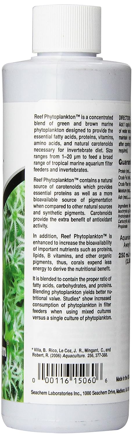 Seachem Reef Phyto Plankton Aquarium Coral Fish Food, 250 ml