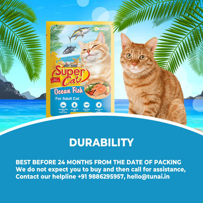 TUNAI SUPERCAT Ocean Fish Wet Gravy Daily Diet Food for Adult CAT (Pack of 12X80g) with The Goodness of Protein & Fat Rich Tuna and Taurine, Supports Healthy Skin Coat and Boost Instant Energy