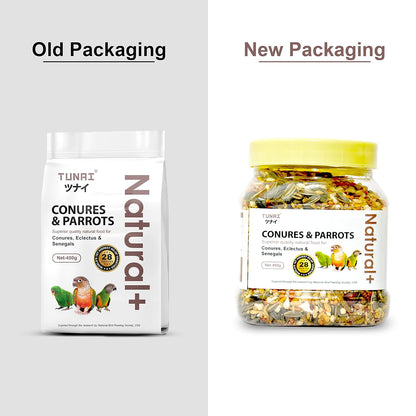 TUNAI Bird Food | Premium Bird Feed 450G With 28 Of Mixed Bird Seeds For Young, Adult Conures, & Parrots, 1 Count