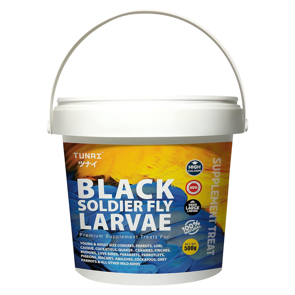Tunai Black Soldier Fly Larvae Poultry Food | 500g | 60X Calcium, 40% Protein, Natural Supplement Treat for Poultry Feed, Hen, Duck, Turkey, Goose, Chicken, Cock