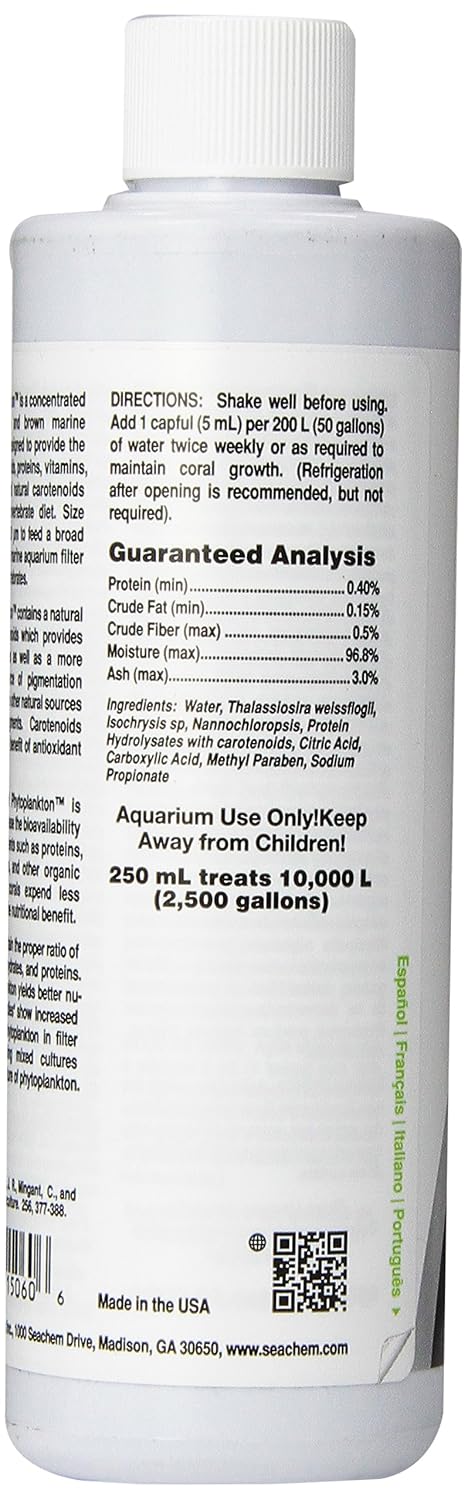Seachem Reef Phyto Plankton Aquarium Coral Fish Food, 250 ml