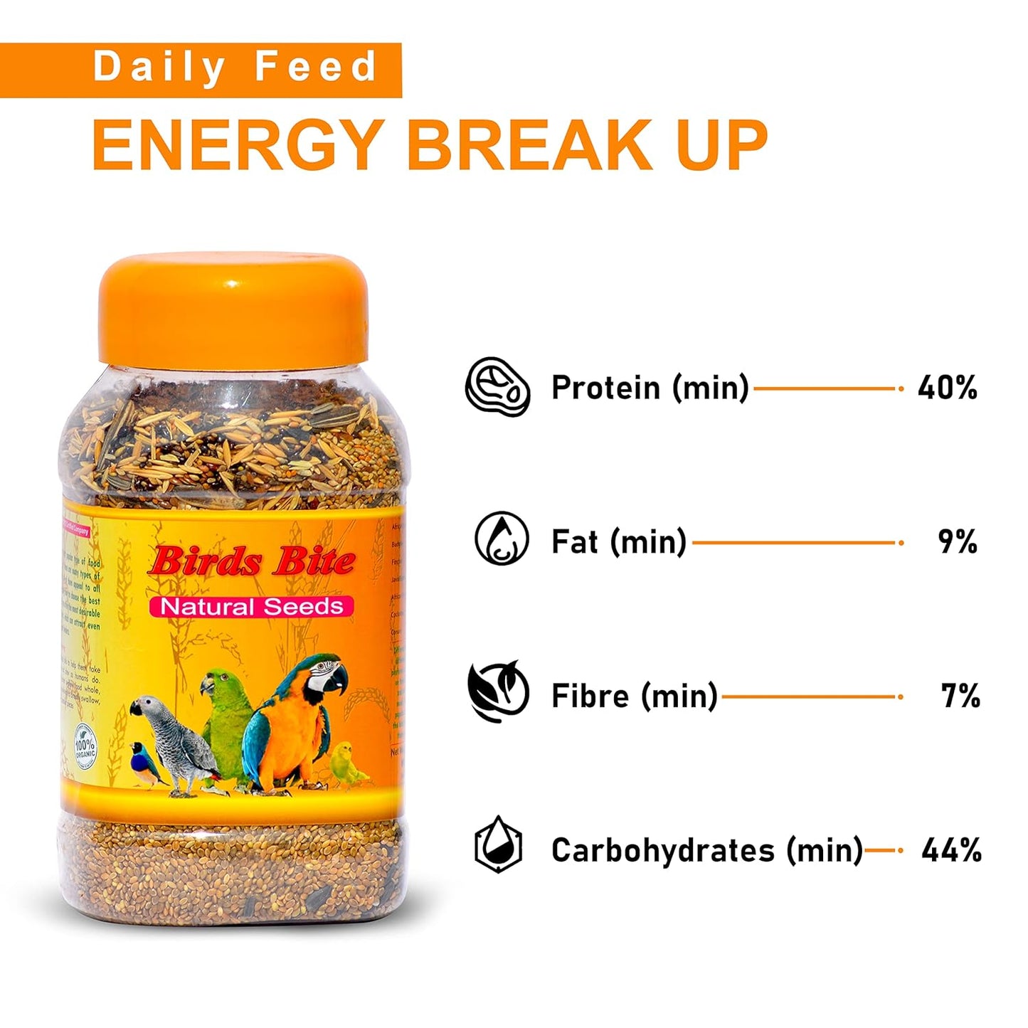 SF+ Natural Seeds Birds Bite | 1KG | Bird Food for All Birds Like Love Birds, Cockteils, Finches, Conures, Parrots, Macaws, Senegals, Parrots