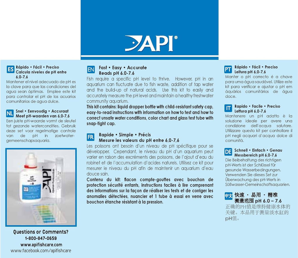 API Api Freshwater Ph Test Kit, 250 Tests Per Kit, 68 G, 1 Piece